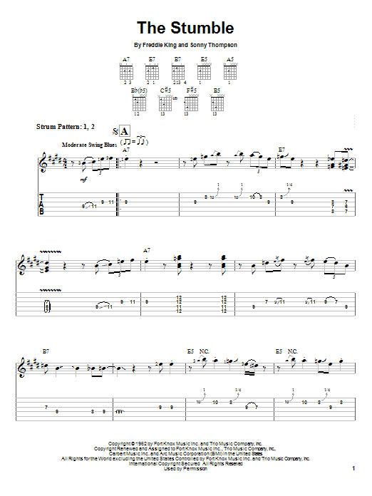 Freddie King The Stumble sheet music notes and chords. Download Printable PDF.