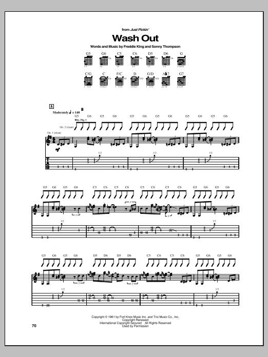 Freddie King Wash Out sheet music notes and chords. Download Printable PDF.