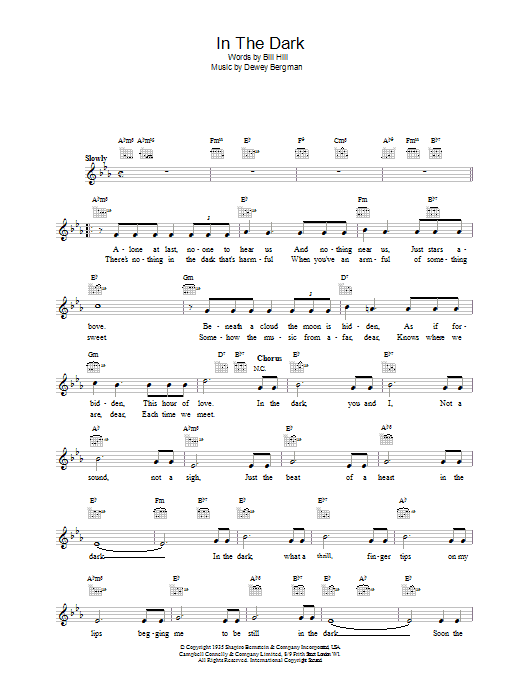 Freddy Martin In The Dark sheet music notes and chords. Download Printable PDF.