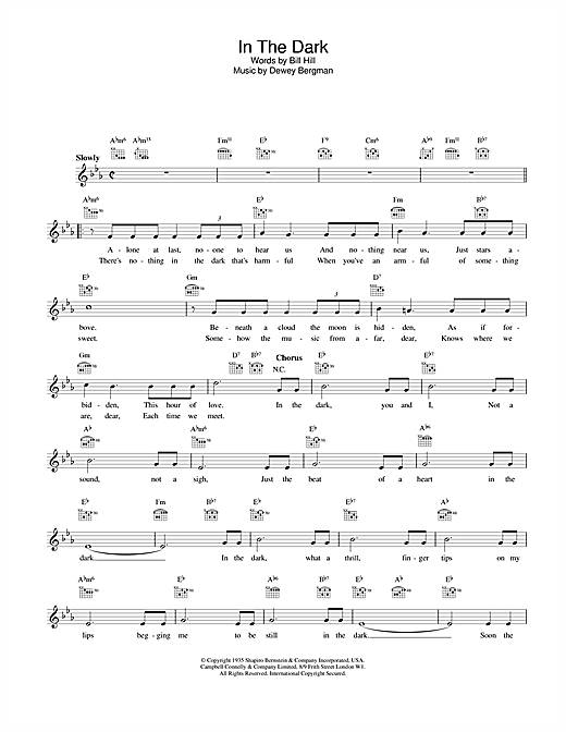 Freddy Martin In The Dark sheet music notes and chords. Download Printable PDF.