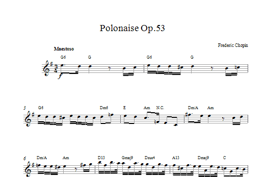 Frederic Chopin Polonaise Opus 53 sheet music notes and chords - Download Printable PDF and start playing in minutes.