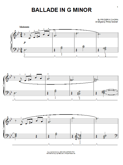 Frederic Chopin Ballade No. 1, Op. 23 sheet music notes and chords. Download Printable PDF.
