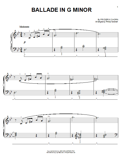 Learn to play Frederic Chopin Ballade No. 1, Op. 23 sheet music for Easy Piano in minutes. Frederic Chopin Ballade No. 1, Op. 23 sheet music notes and chords. Download Printable PDF.