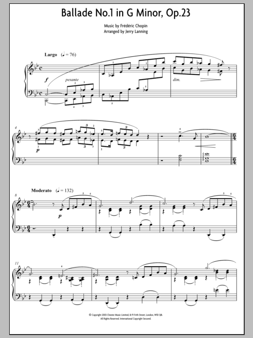 Frederic Chopin Ballade No.1 In G Minor, Op.23 sheet music notes and chords. Download Printable PDF.
