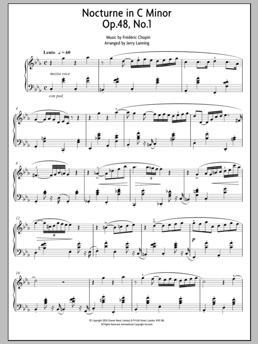 Frederic Chopin Nocturne In C Minor Op.48, No.1 sheet music notes and chords. Download Printable PDF.