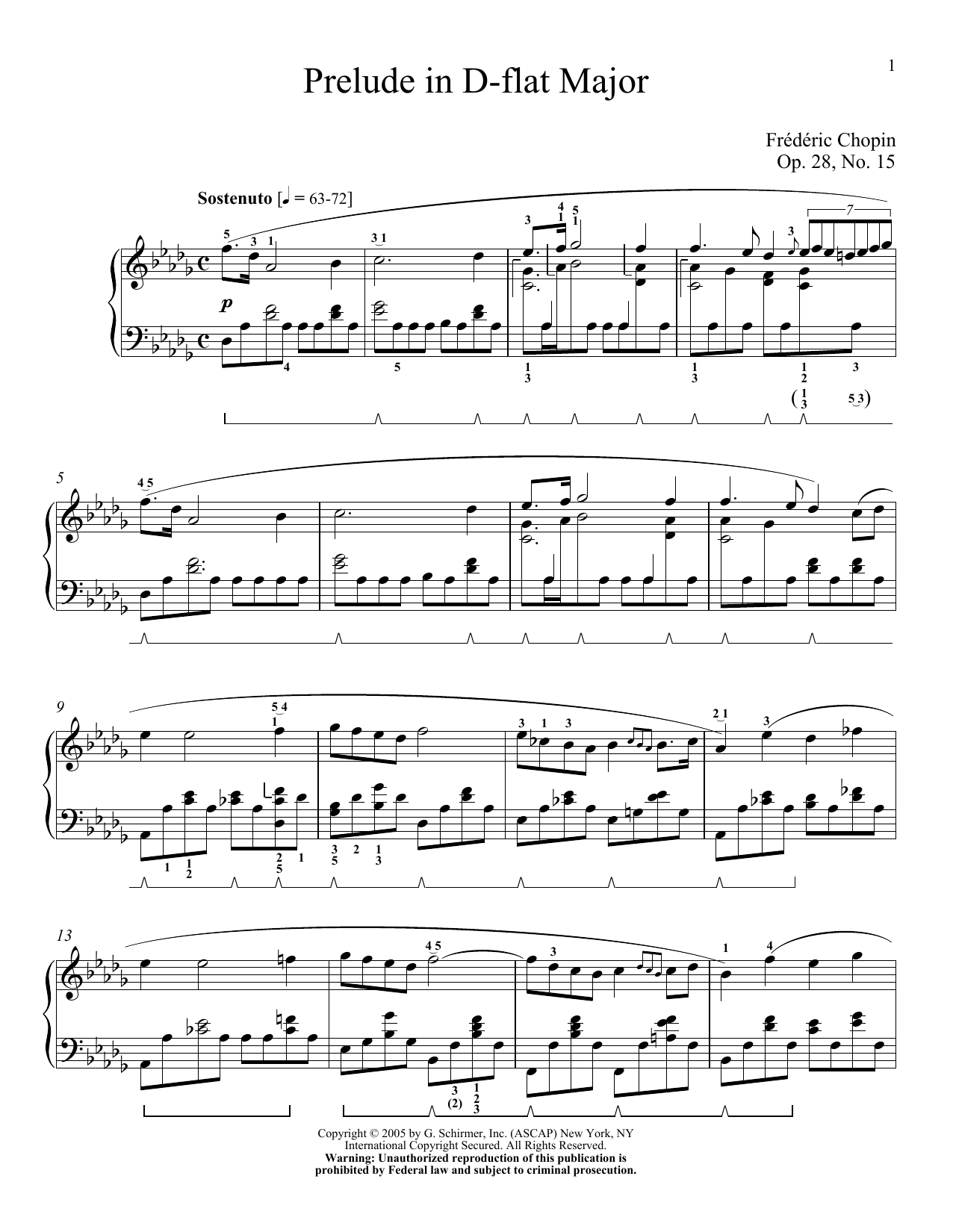Frederic Chopin Prelude in D Flat Major, Op.28, No.15 (Raindrop) sheet music notes and chords. Download Printable PDF.