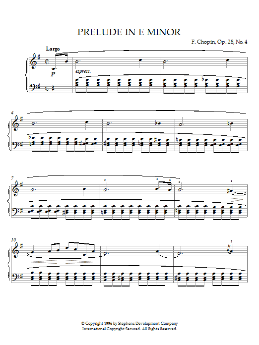 Frederic Chopin Prelude In E Minor, Op. 28, No. 4 sheet music notes and chords. Download Printable PDF.