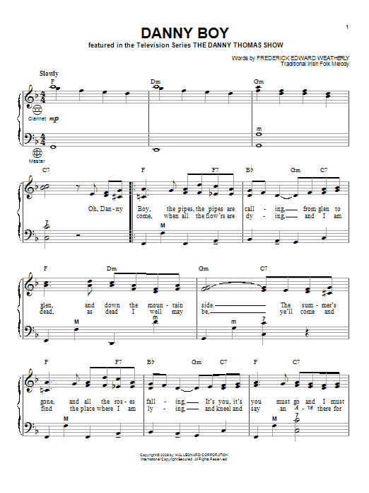 Frederick Edward Weatherly Danny Boy Sheet Music PDF Notes Chords 