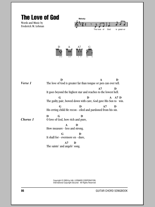 Learn to play Frederick M. Lehman The Love of God sheet music for SATB Choir in minutes. Price: 3.9900$ Frederick M. Lehman The Love of God sheet music notes and chords arranged for SATB Choir