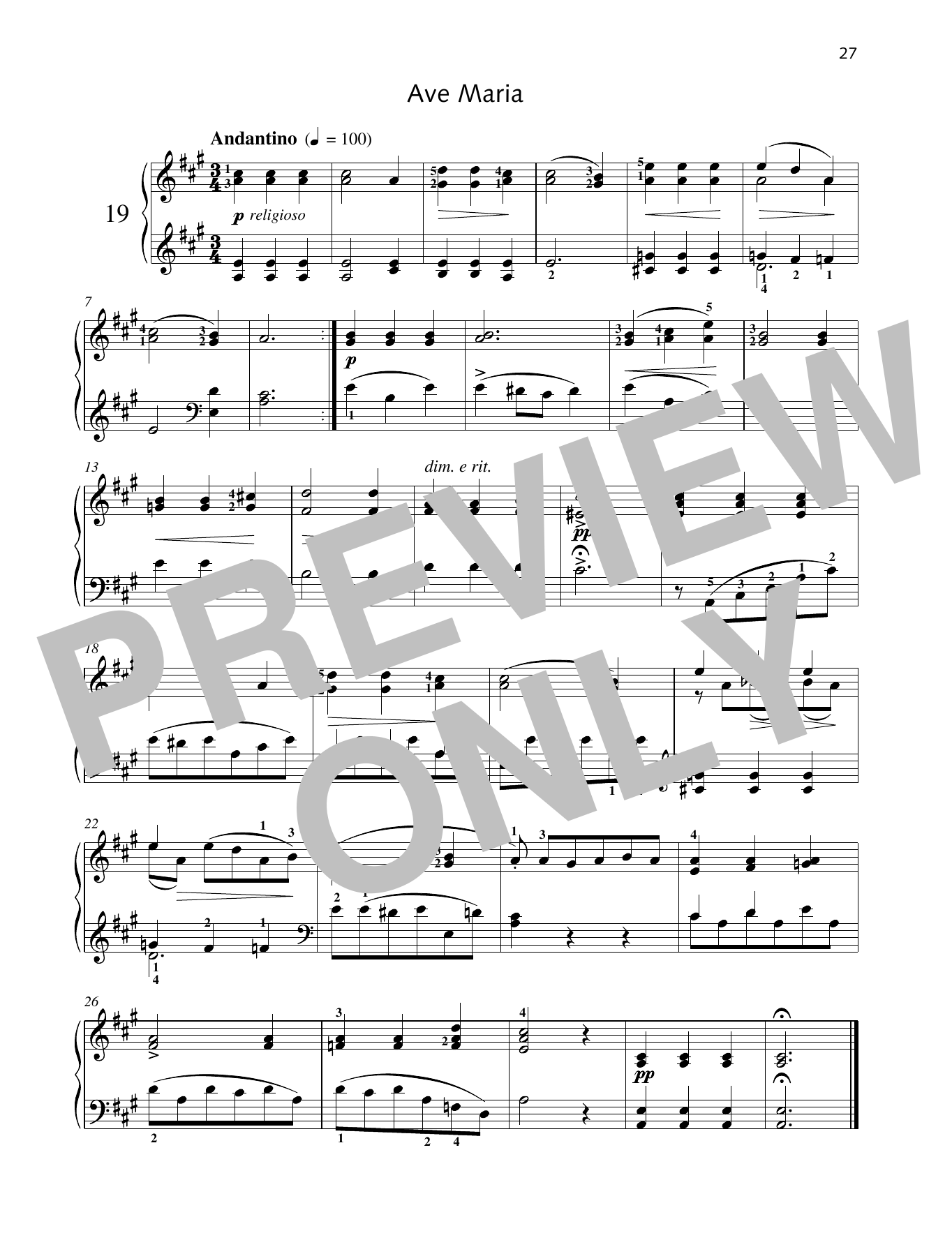 Friedrich Burgmuller Ave Maria sheet music notes and chords. Download Printable PDF.