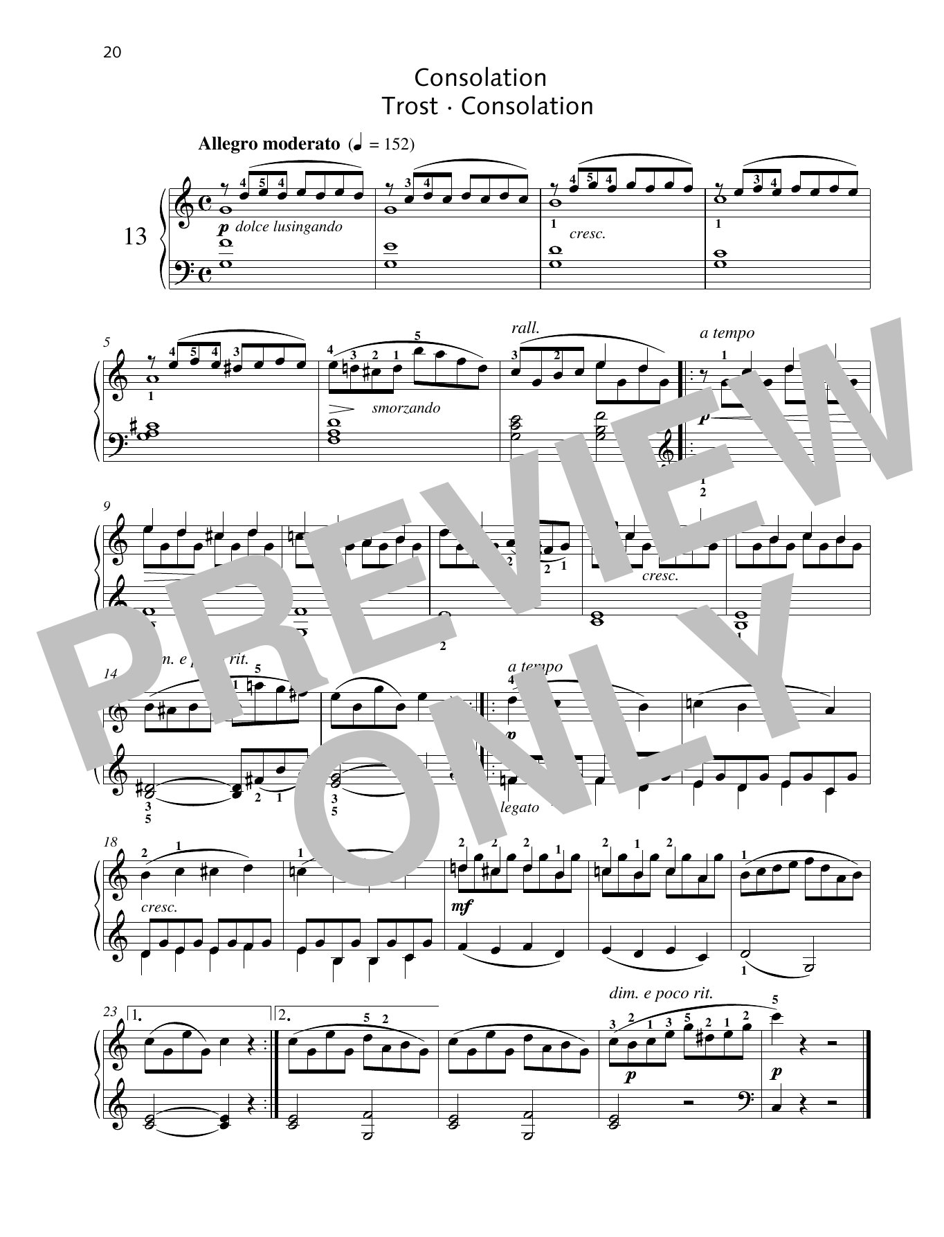 Friedrich Burgmuller Consolation sheet music notes and chords. Download Printable PDF.