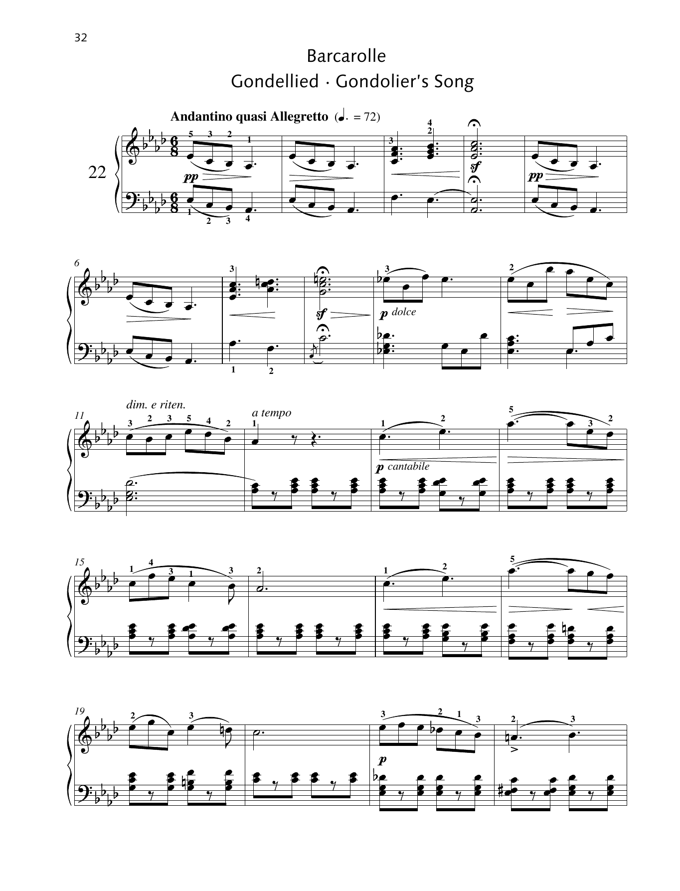 Friedrich Burgmuller Gondolier's Song sheet music notes and chords. Download Printable PDF.