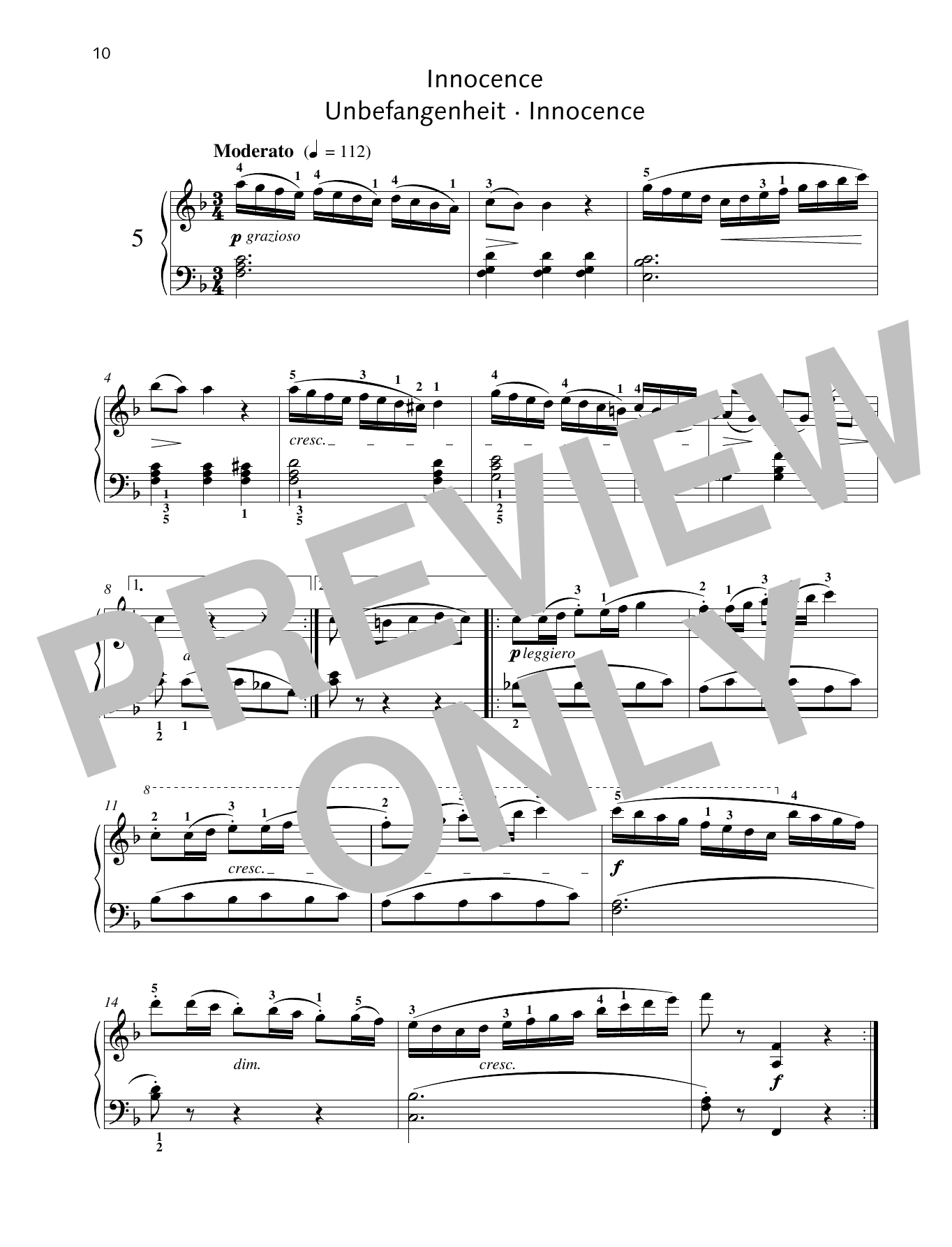 Friedrich Burgmuller Innocence sheet music notes and chords. Download Printable PDF.