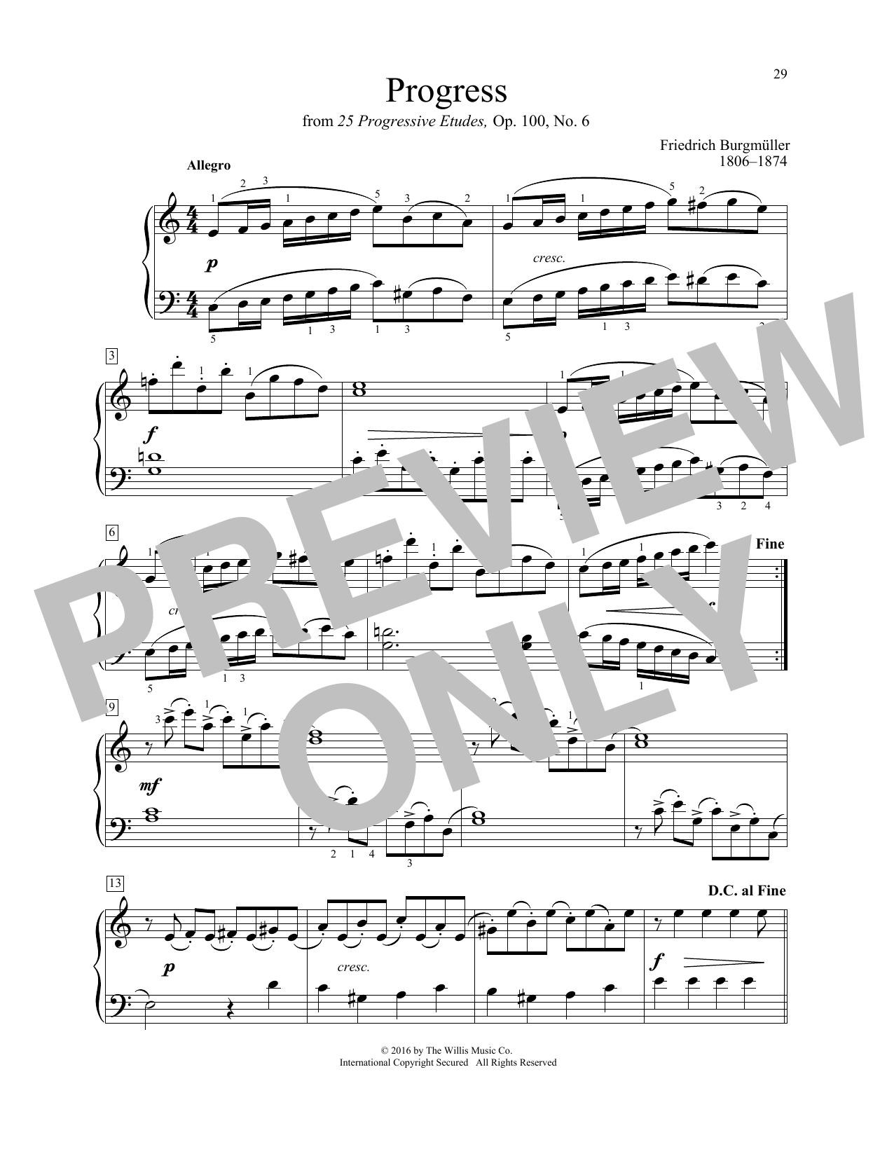 Friedrich Burgmuller Progress sheet music notes and chords. Download Printable PDF.