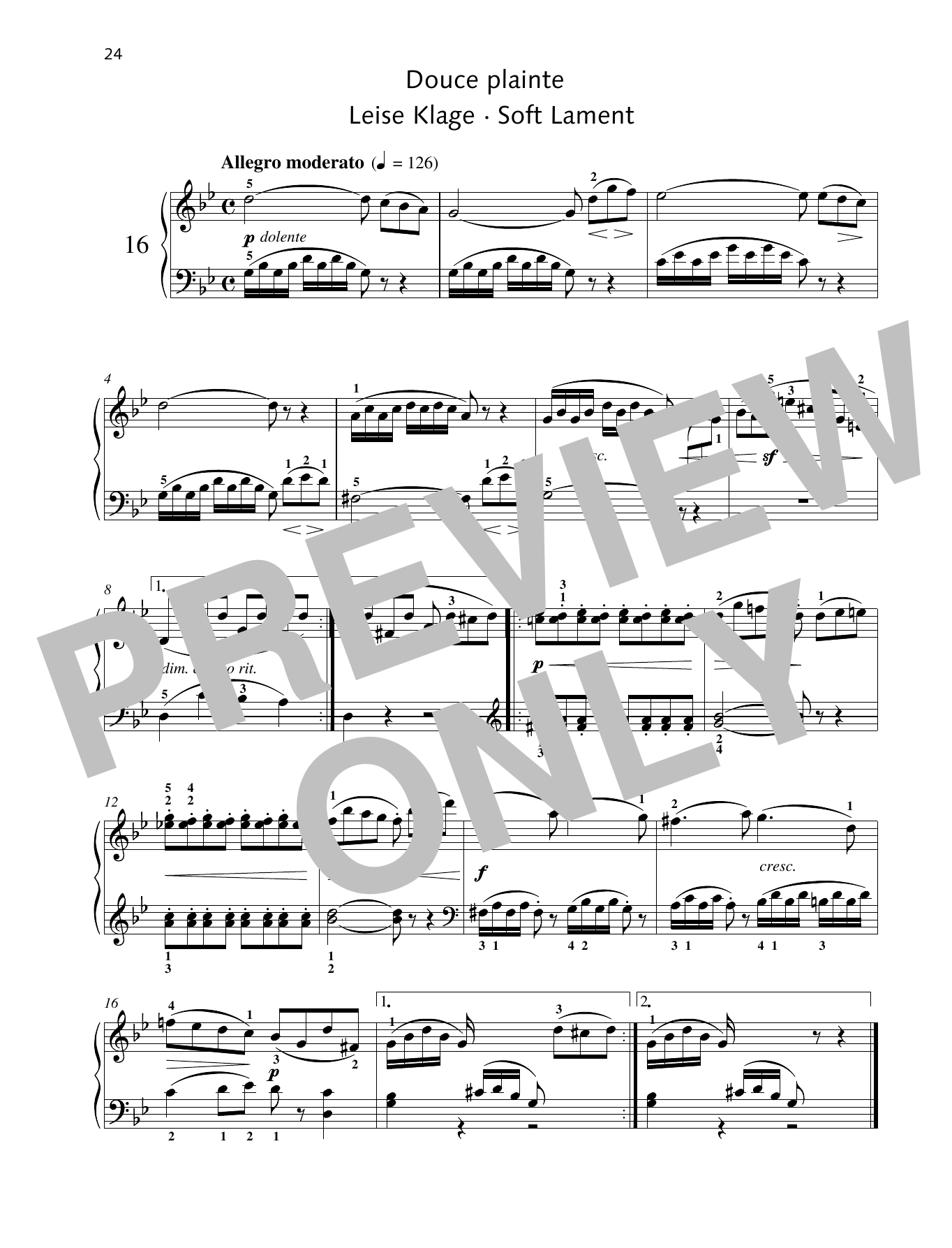 Friedrich Burgmuller Soft Lament sheet music notes and chords. Download Printable PDF.