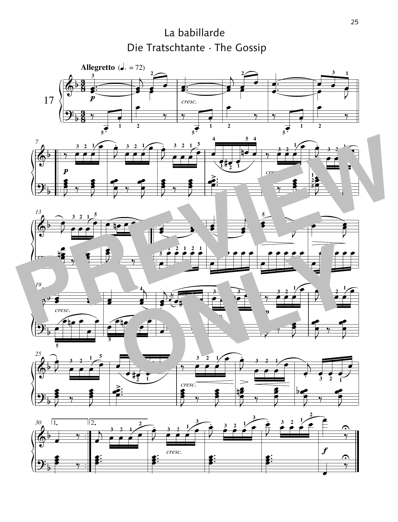 Friedrich Burgmuller The Gossip sheet music notes and chords. Download Printable PDF.