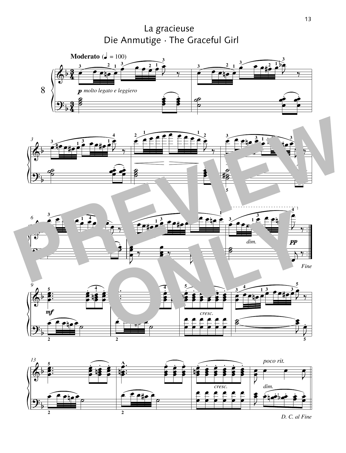 Friedrich Burgmuller The Graceful Girl sheet music notes and chords. Download Printable PDF.