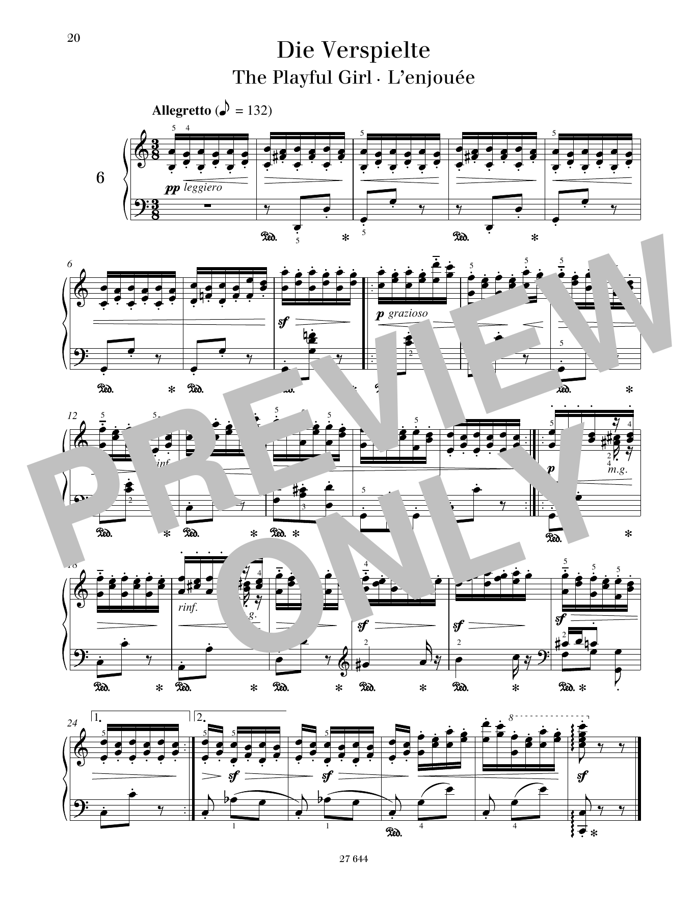 Friedrich Burgmuller The Playful Girl sheet music notes and chords. Download Printable PDF.