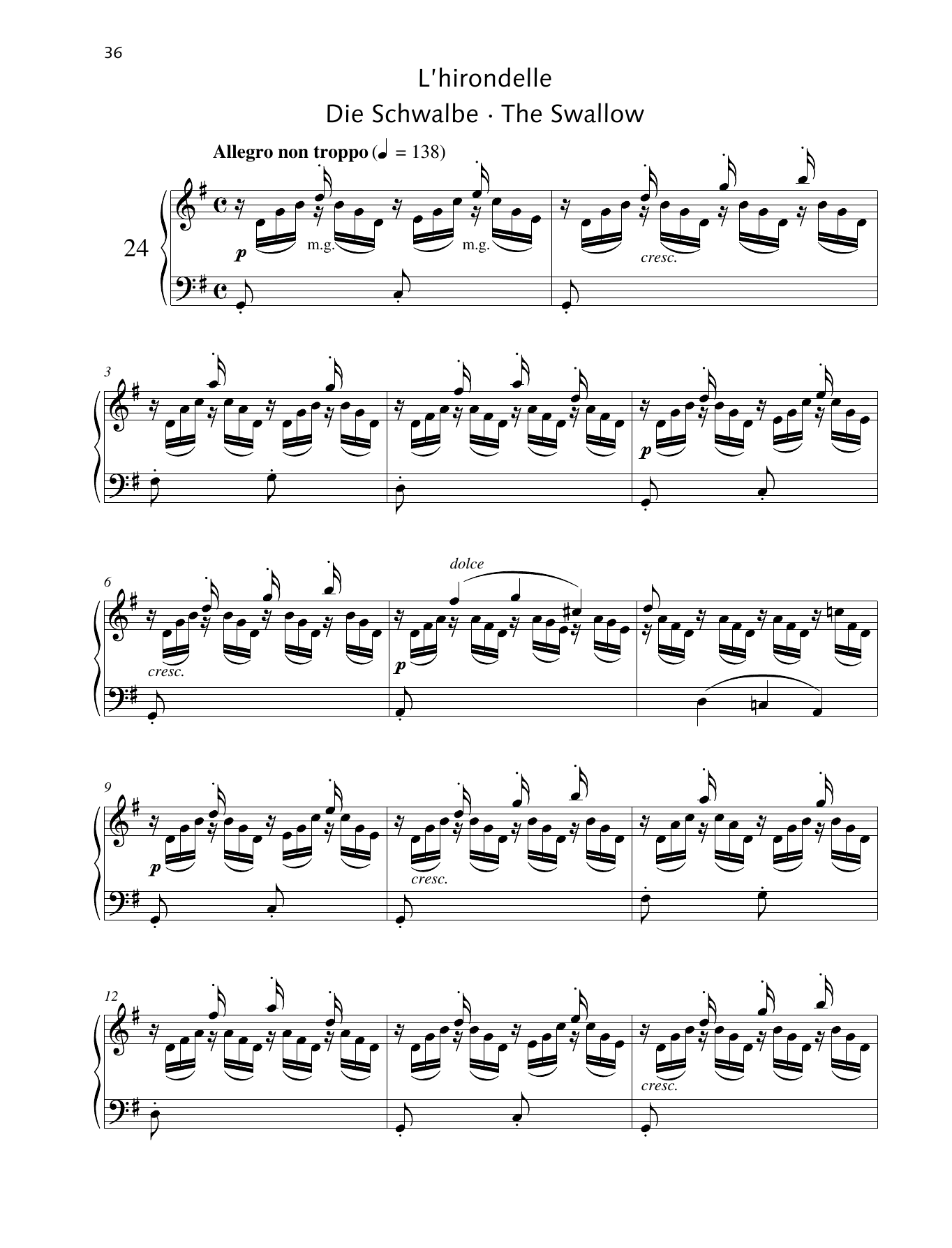 Friedrich Burgmuller The Swallow sheet music notes and chords. Download Printable PDF.