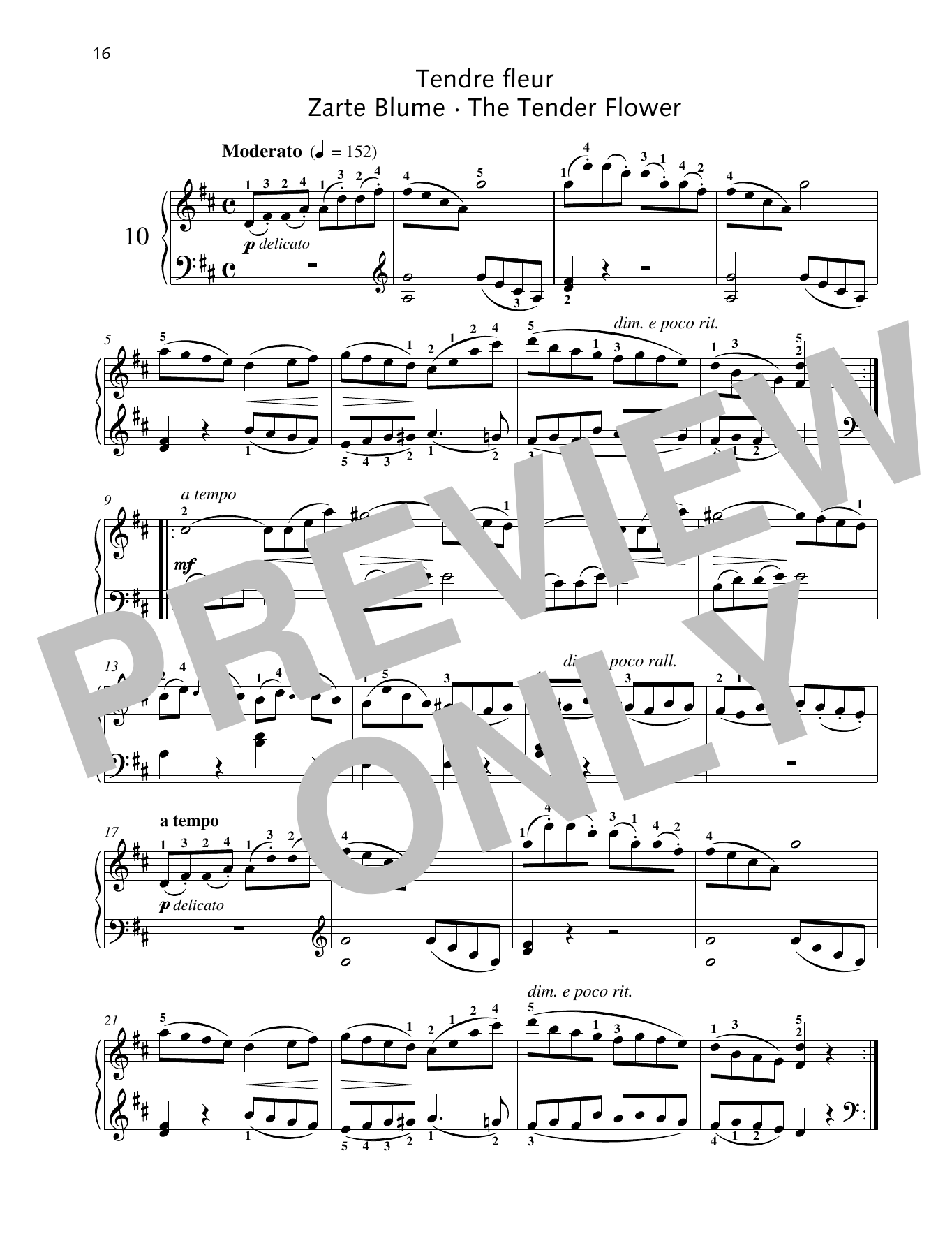 Friedrich Burgmuller The Tender Flower sheet music notes and chords. Download Printable PDF.