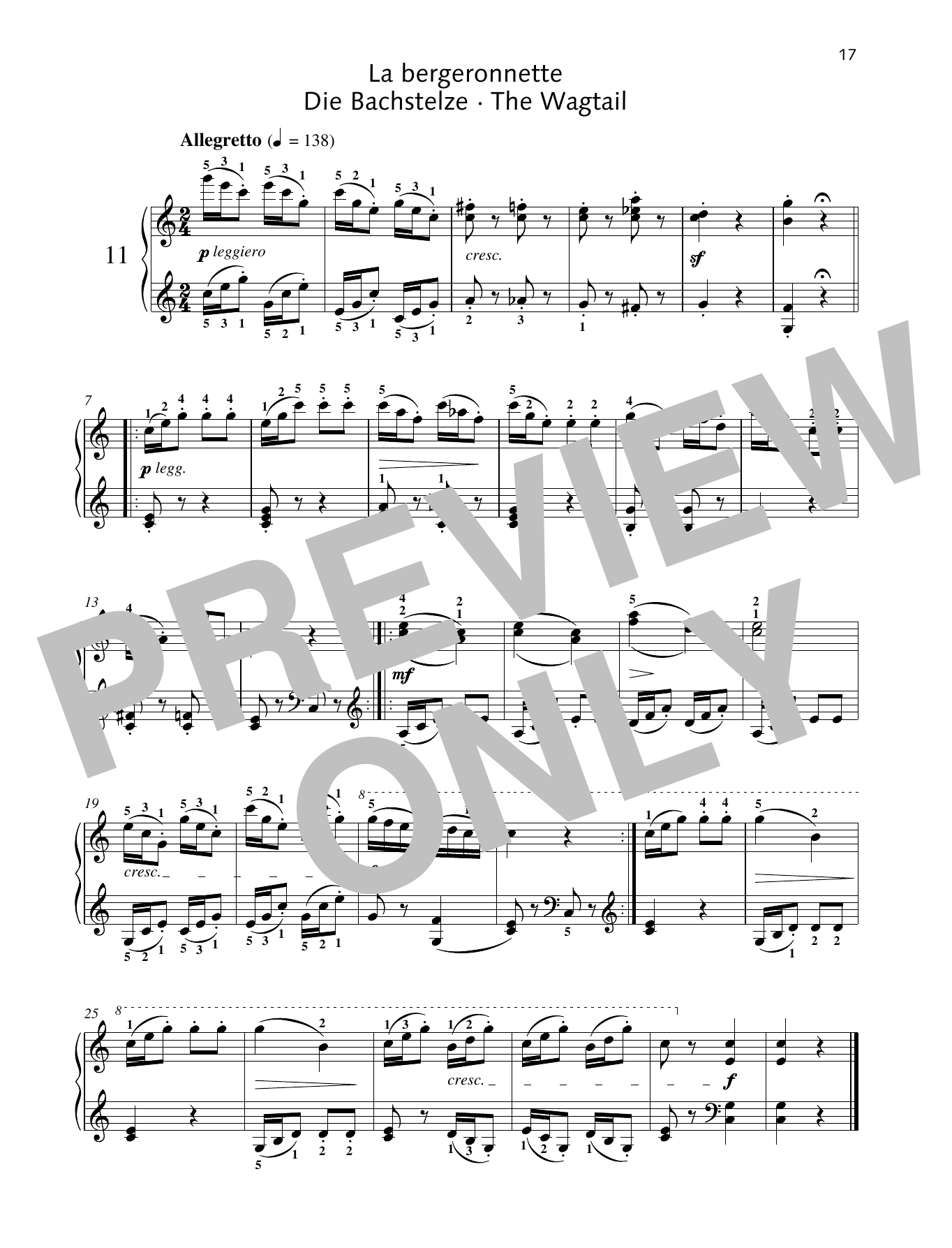 Friedrich Burgmuller The Wagtail sheet music notes and chords. Download Printable PDF.