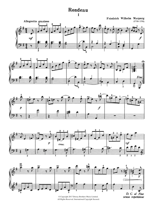 Friedrich Wilhelm Marpurg Rondeau sheet music notes and chords. Download Printable PDF.