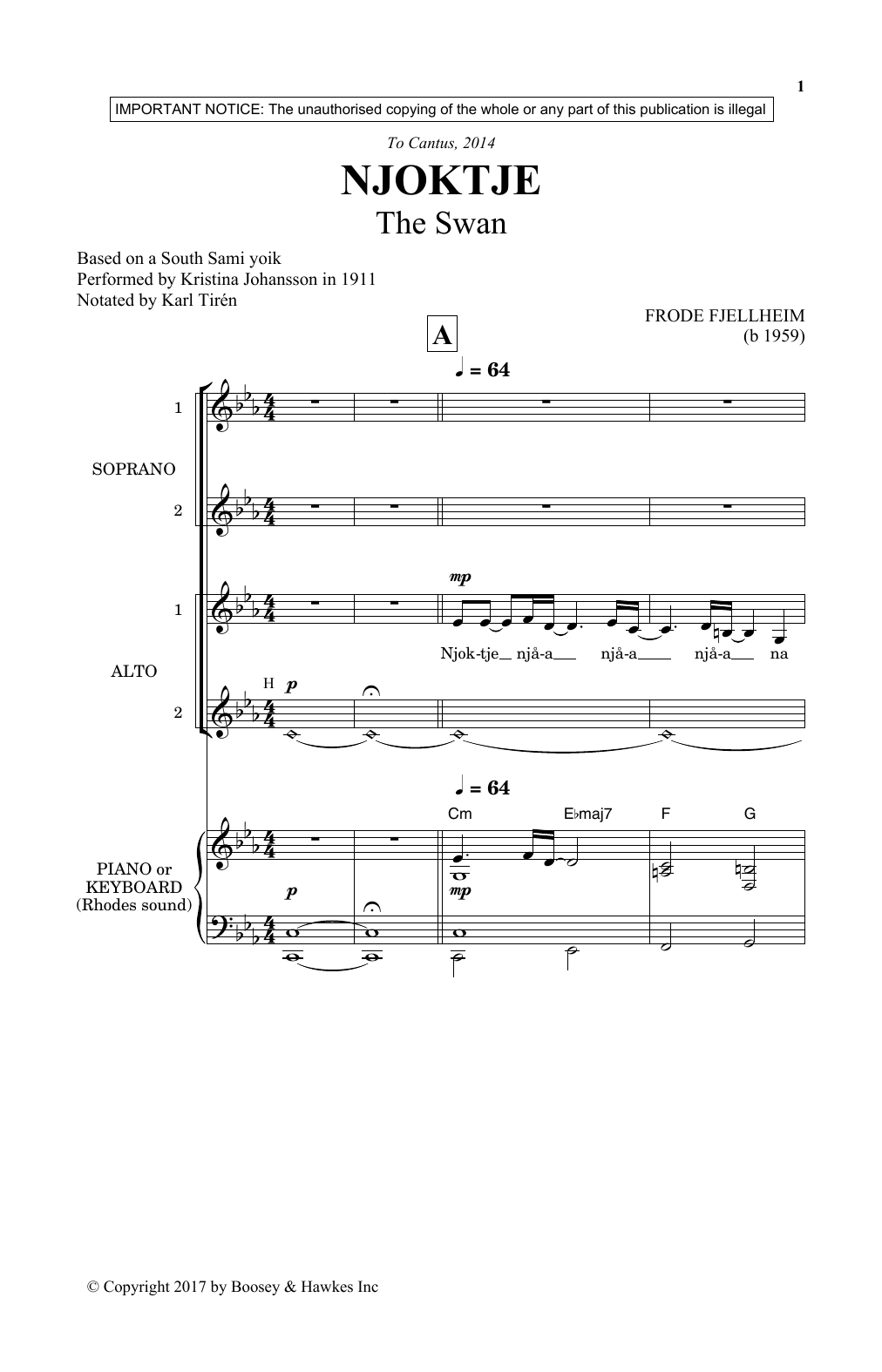 Frode Fjellheim Njoktje sheet music notes and chords. Download Printable PDF.