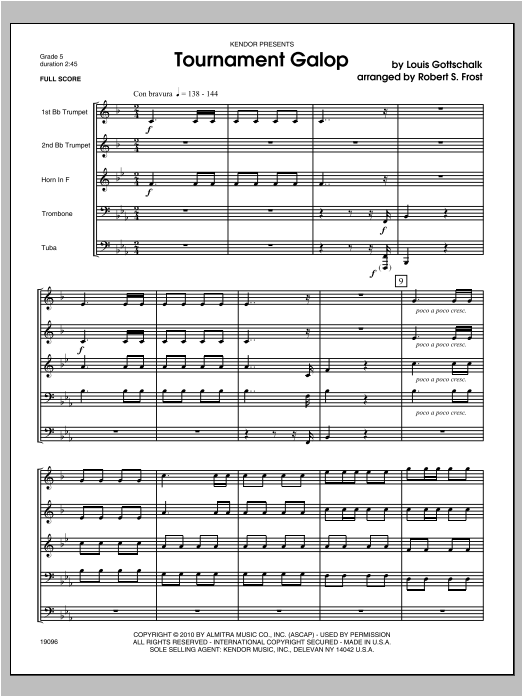 Learn to play Frost Tournament Galop - Full Score sheet music for Brass Ensemble in minutes. Frost Tournament Galop - Full Score sheet music notes and chords. Download Printable PDF.