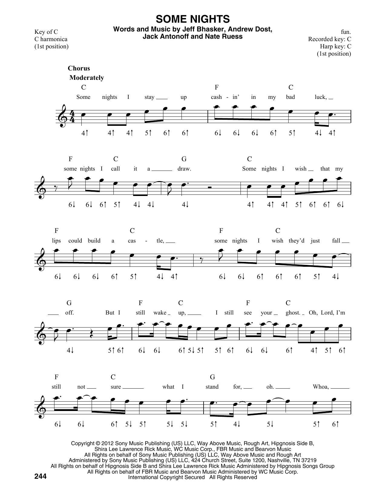 fun. Some Nights sheet music notes and chords. Download Printable PDF.