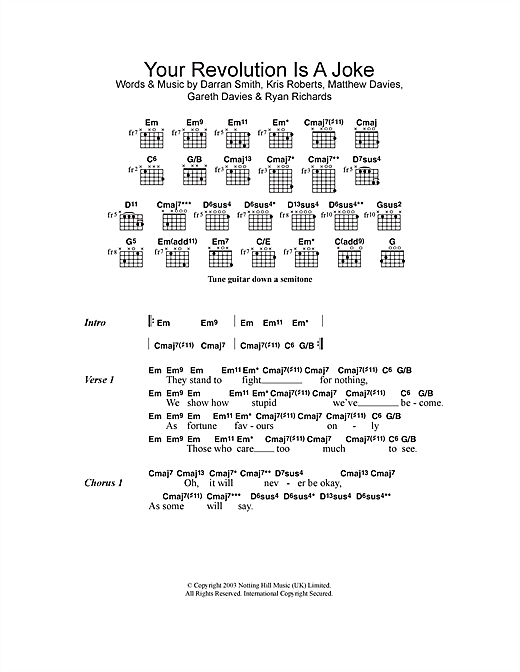 Funeral For A Friend Your Revolution Is A Joke sheet music notes and chords. Download Printable PDF.