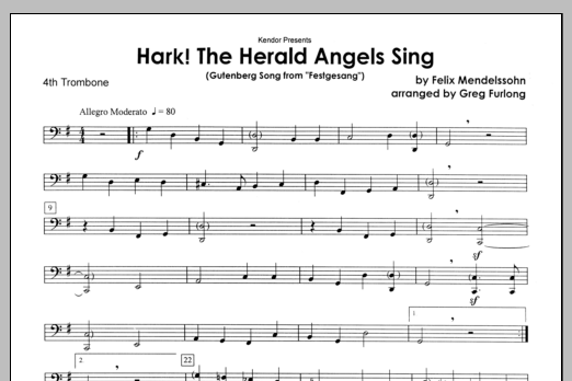 Learn to play Furlong Hark! The Herald Angels Sing - 4th Trombone sheet music for Brass Ensemble in minutes. Price: 7.8900$ Furlong Hark! The Herald Angels Sing - 4th Trombone sheet music notes and chords. Download Printable PDF.