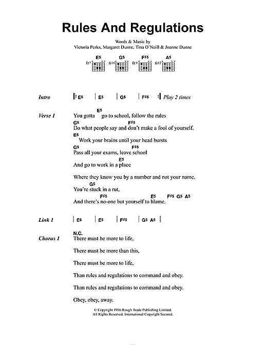 Learn to play Fuzzbox Rules And Regulations sheet music for Guitar Chords/Lyrics in minutes. Fuzzbox Rules And Regulations sheet music notes and chords. Download Printable PDF.
