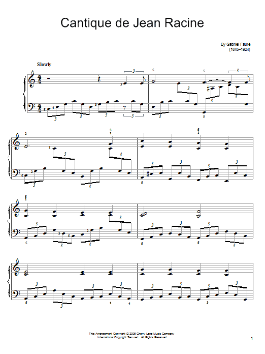 Gabriel Fauré Cantique De Jean Racine sheet music notes and chords. Download Printable PDF.