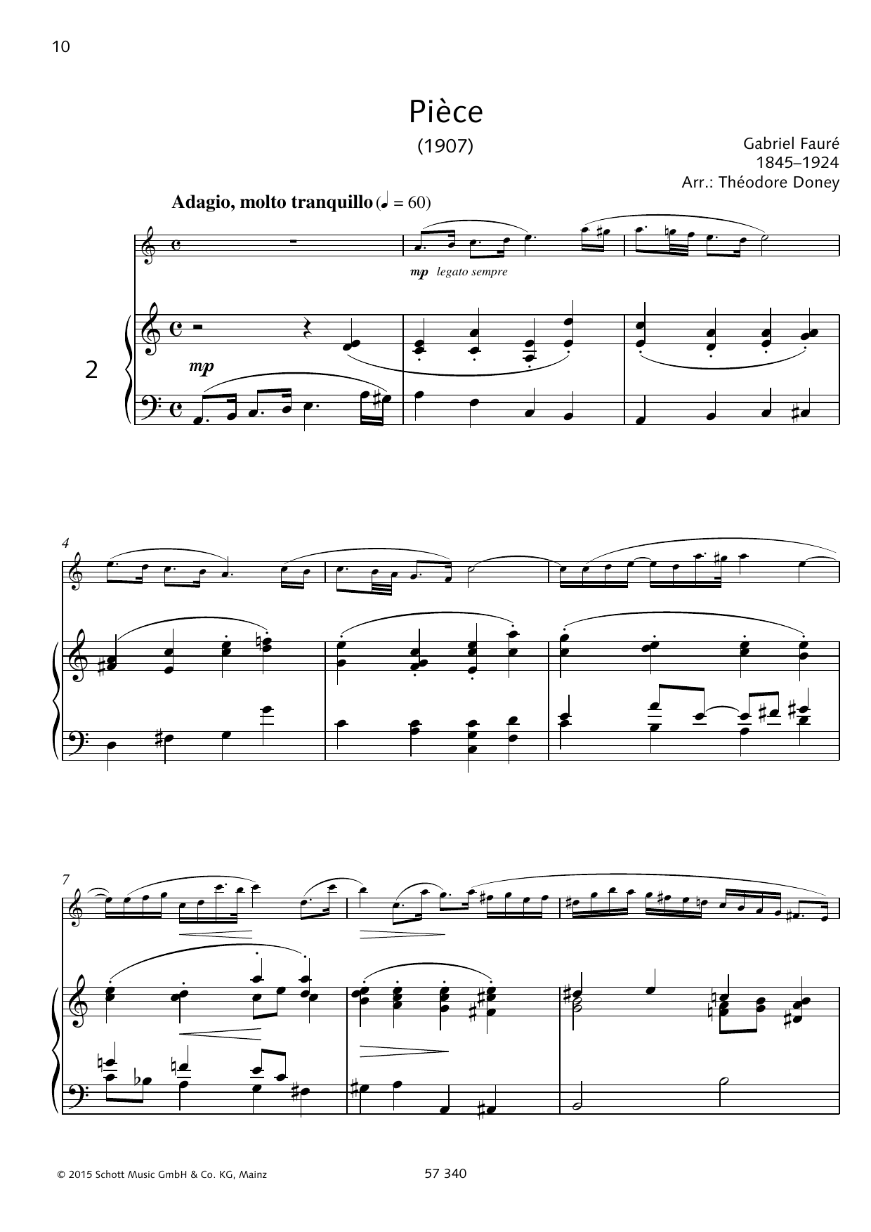 Gabriel Fauré Piece sheet music notes and chords. Download Printable PDF.