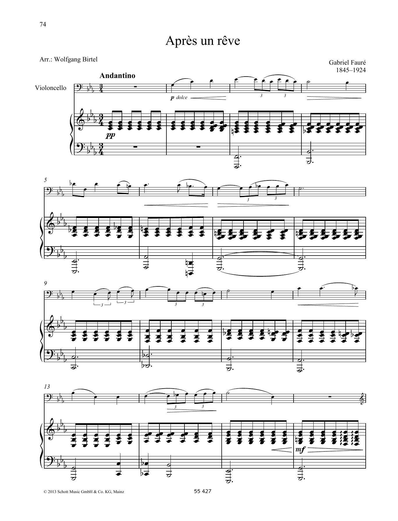 Gabriel Fauré Apres un reve sheet music notes and chords. Download Printable PDF.