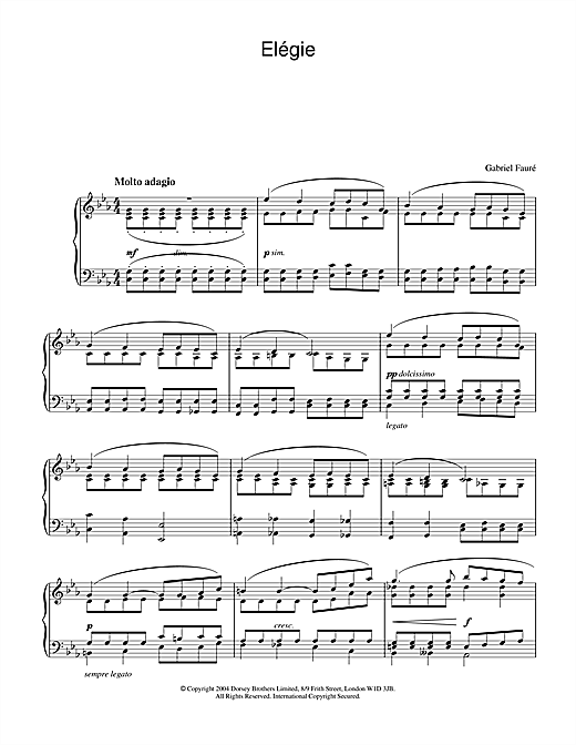 Learn to play Gabriel Fauré Elégie sheet music for Piano Solo in minutes. Gabriel Fauré Elégie sheet music notes and chords. Download Printable PDF.