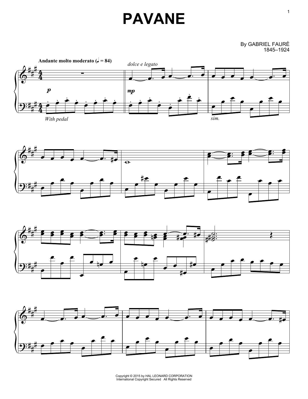 Gabriel Fauré Pavane sheet music notes and chords. Download Printable PDF.