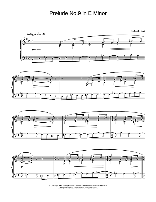 Learn to play Gabriel Fauré Prelude No.9 In E Minor sheet music for Piano Solo in minutes. Gabriel Fauré Prelude No.9 In E Minor sheet music notes and chords. Download Printable PDF.