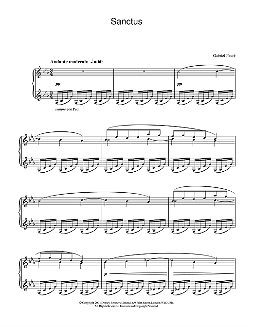 Gabriel Fauré Sanctus sheet music notes and chords. Download Printable PDF.