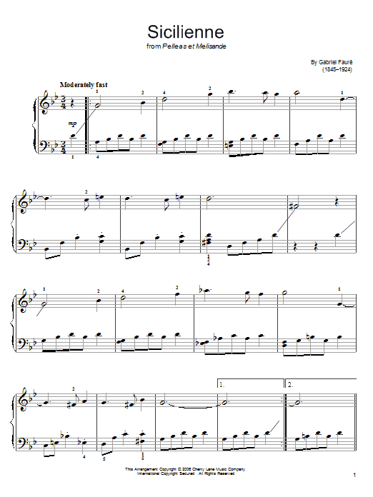 Gabriel Fauré Sicilienne sheet music notes and chords. Download Printable PDF.