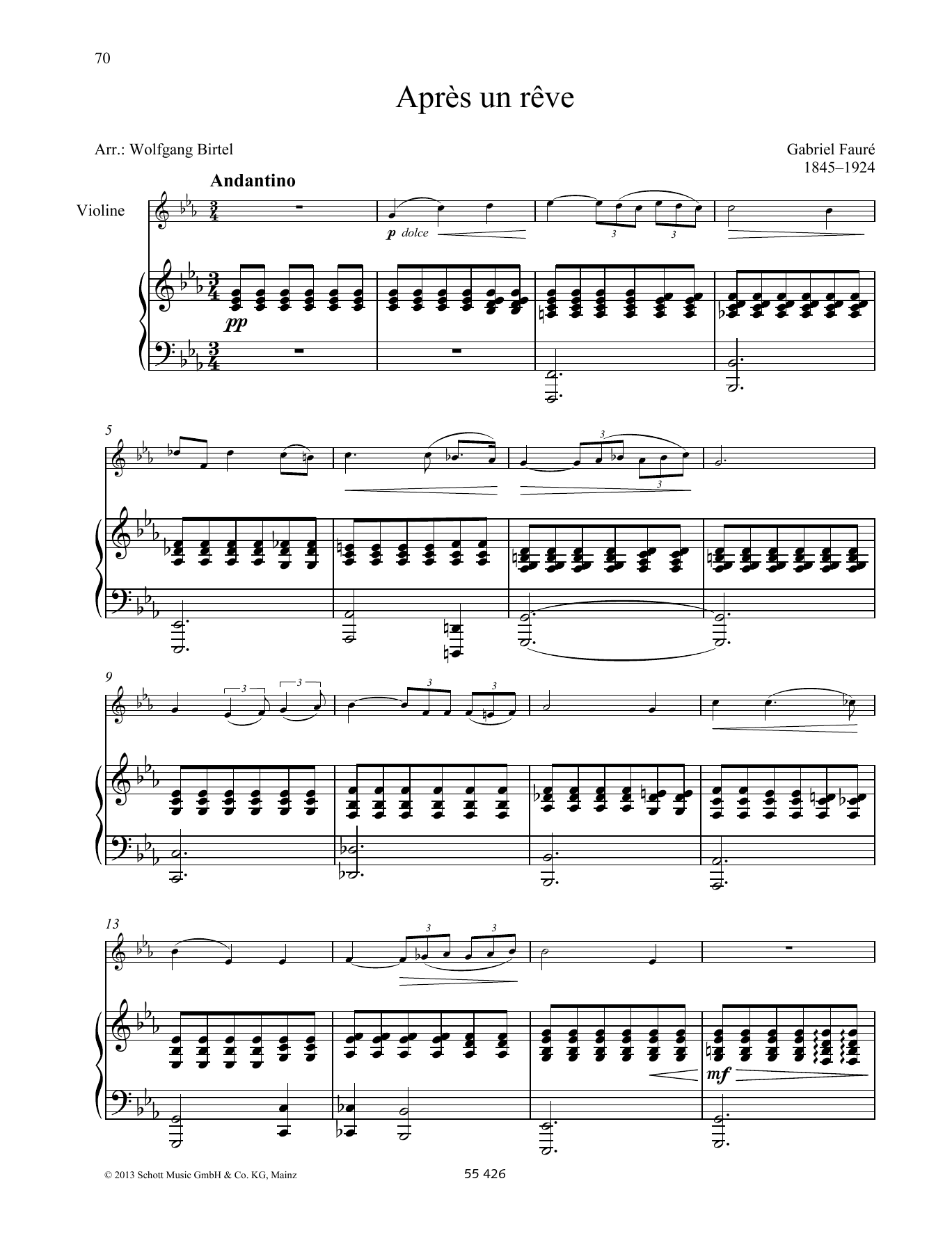Gabriel Faure Apres Un Reve sheet music notes and chords. Download Printable PDF.