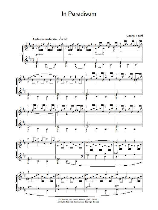 Gabriel Fauré In Paradisum (from Requiem) sheet music notes and chords. Download Printable PDF.