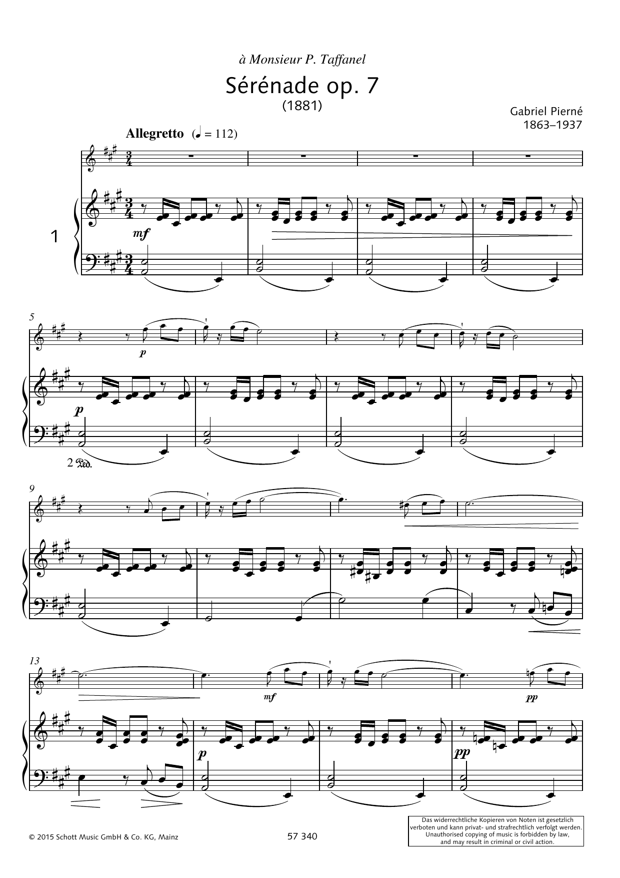 Gabriel Pierné Serenade sheet music notes and chords. Download Printable PDF.