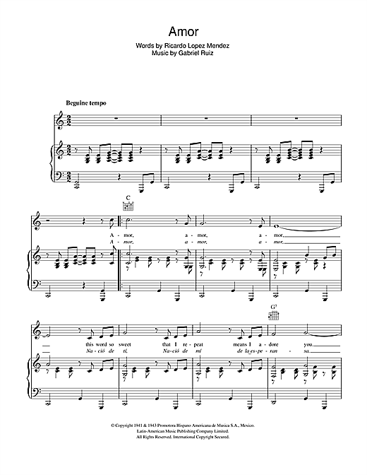 Gabriel Ruiz Amor sheet music notes and chords. Download Printable PDF.