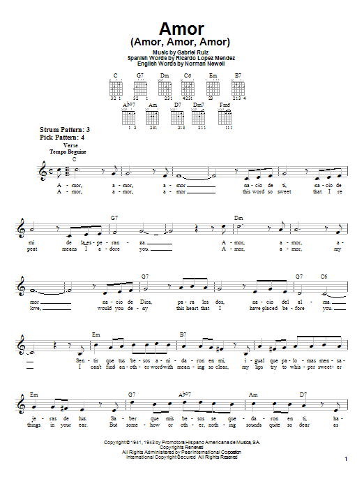 Learn to play Gabriel Ruiz Amor (Amor, Amor, Amor) sheet music for Piano Solo in minutes. Gabriel Ruiz Amor (Amor, Amor, Amor) sheet music notes and chords. Download Printable PDF.