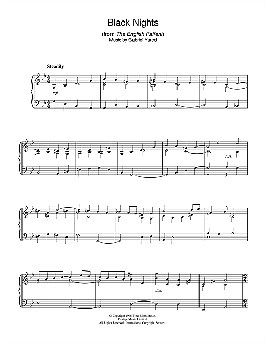 Gabriel Yared Black Nights From The English Patient Sheet