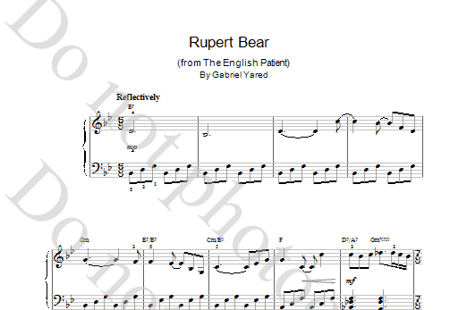 Gabriel Yared Rupert Bear (from The English Patient) sheet music notes and chords. Download Printable PDF.