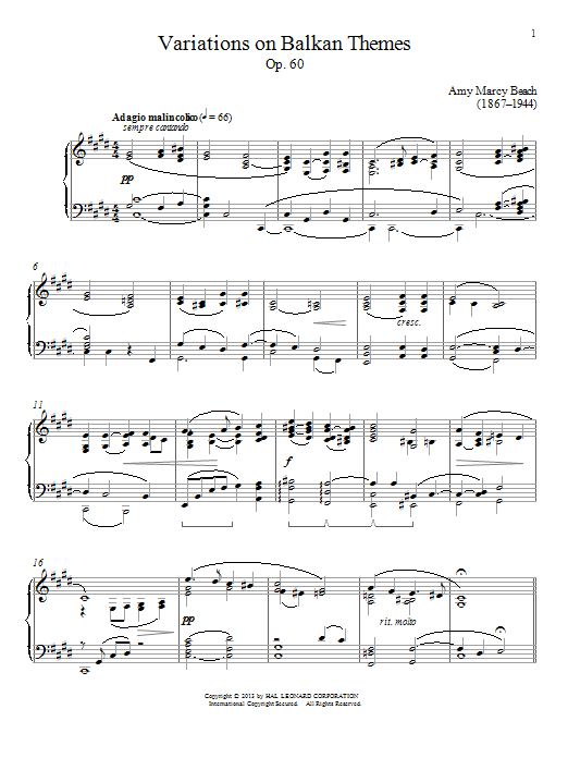 Learn to play Gail Smith Variations On Balkan Themes, Op. 60 sheet music for Piano Solo in minutes. Gail Smith Variations On Balkan Themes, Op. 60 sheet music notes and chords. Download Printable PDF.