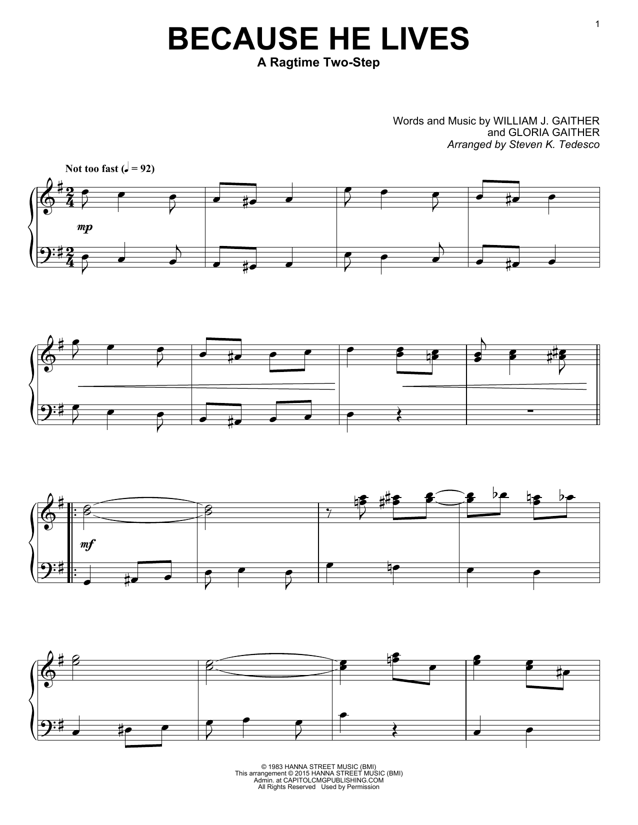 Learn to play Gaither Vocal Band Because He Lives sheet music for Piano Solo in minutes. Gaither Vocal Band Because He Lives sheet music notes and chords
