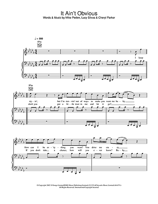 Learn to play Gareth Gates It Ain't Obvious sheet music for Piano, Vocal & Guitar (Right-Hand Melody) in minutes. Price: 7.7900$ Gareth Gates It Ain't Obvious sheet music notes and chords. Download Printable PDF.